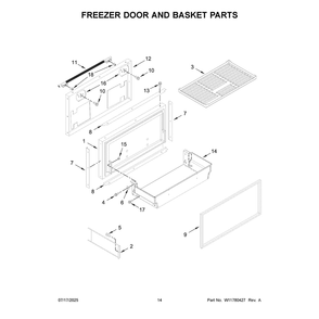 Freezer Door And Basket Parts Diagram and Parts List for KBBR336SPS00  KitchenAid Refrigerator
