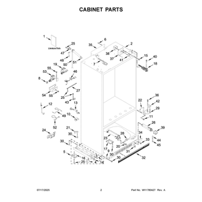Cabinet Parts Diagram and Parts List for KBBR336SPS00  KitchenAid Refrigerator
