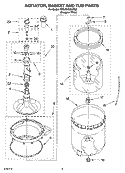 AGITATOR, BASKET AND TUB PARTS Diagram and Parts List for 7MSAWS800MQ0  Whirlpool Washer