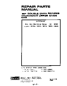 Cover Page-text Only Diagram and Parts List for 1765*0A  Roper Range