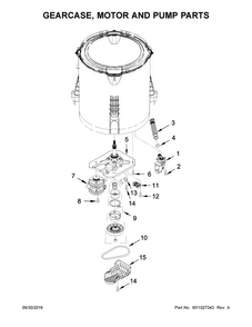 Gearcase, Motor And Pump Parts Diagram and Parts List for WTW4715EW2  Whirlpool Washer