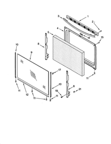 Door Diagram and Parts List for SP310BEGW5  Whirlpool Range