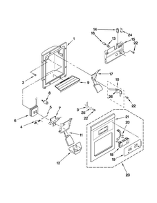 Dispenser Front Parts Diagram and Parts List for 10650343011  Kenmore Refrigerator