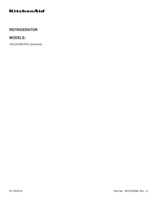 Cover Sheet Diagram and Parts List for KSC24C8EYP03  KitchenAid Refrigerator