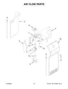 Air Flow Parts Diagram and Parts List for WRS335SDHB07  Whirlpool Refrigerator