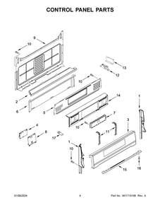 Control Panel Parts Diagram and Parts List for WFG775H0HW6  Whirlpool Range