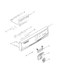 Control Panel And Latch Parts Diagram and Parts List for WDF110PABT4  Whirlpool Dishwasher