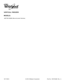 Cover Sheet Diagram and Parts List for WZF79R18DM00  Whirlpool Freezer