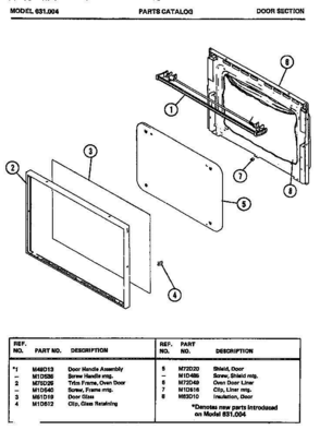 01 - DOOR SECTION Diagram and Parts List for 631004  Whirlpool Range