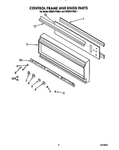 Control Frame And Knob Diagram and Parts List for KEBS177SBL1  KitchenAid Wall Oven
