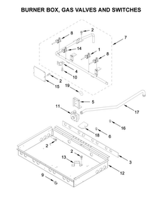 Burner Box, Gas Valves And Switches Diagram and Parts List for KDRS407VSS05  KitchenAid Range