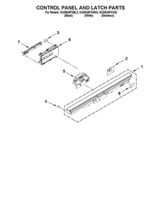 Control Panel And Latch Parts Diagram and Parts List for KUDE48FXBL2  KitchenAid Dishwasher