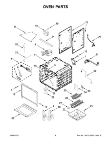 Oven Parts Diagram and Parts List for KFGC500JIB01  Whirlpool Range