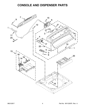 03 - CONSOLE AND DISPENSER PARTS Diagram and Parts List for WTW7040DW2  Whirlpool Washer