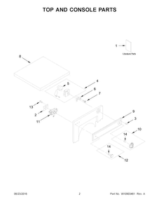 Top And Console Parts Diagram and Parts List for 11084422610  Kenmore Dryer