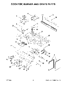 Cooktop, Burner And Grate Parts Diagram and Parts List for KFGC506JPA05  KitchenAid Range