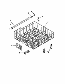 Upper Rack And Track Parts Diagram and Parts List for 66513033K111  Kenmore Dishwasher