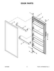 Door Parts Diagram and Parts List for WZF34X18DW07  Whirlpool Freezer