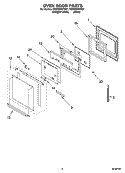OVEN DOOR PARTS Diagram and Parts List for YGBD307PDQ7  Whirlpool Wall Oven