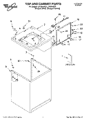 TOP AND CABINET, LITERATURE Diagram and Parts List for LSC8244EZ1  Whirlpool Washer