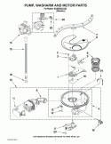 PUMP, WASHARM AND MOTOR PARTS Diagram and Parts List for KUDE50CXSS2  KitchenAid Dishwasher