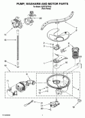 PUMP, WASHARM AND MOTOR PARTS Diagram and Parts List for KUDE70FVPA0  KitchenAid Dishwasher