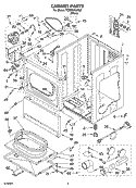 CABINET PARTS Diagram and Parts List for YCEE2760KQ2  Whirlpool Dryer