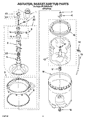 AGITATOR, BASKET AND TUB PARTS Diagram and Parts List for 8TLSQ9545LW0  Whirlpool Washer