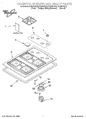 COOKTOP, BURNER AND GRATE Diagram and Parts List for SCS3614GS2  Whirlpool Cooktop