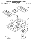 COOKTOP, BURNER AND GRATE PARTS Diagram and Parts List for KGCS105GSS10  KitchenAid Cooktop