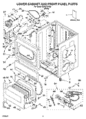 LOWER CABINET AND FRONT PANEL PARTS Diagram and Parts List for CSP2771KQ2  Whirlpool Dryer