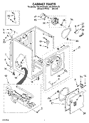 CABINET PARTS Diagram and Parts List for 7MLGR3624JT3  Whirlpool Dryer