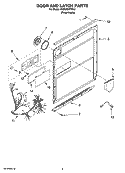 DOOR AND LATCH PARTS Diagram and Parts List for KUDU03FTPA2  KitchenAid Dishwasher