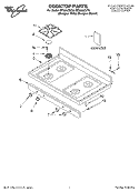 COOKTOP, LITERATURE Diagram and Parts List for SF380LEKQ0  Whirlpool Range