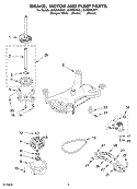 BRAKE, MOTOR AND PUMP Diagram and Parts List for GVW9959KT1  Whirlpool Washer