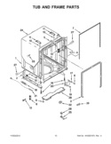 TUB AND FRAME PARTS Diagram and Parts List for KUDE40FXBT6  KitchenAid Dishwasher