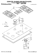 COOKTOP, BURNER AND GRATE PARTS Diagram and Parts List for KGCC566RBL02  KitchenAid Cooktop