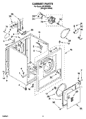 CABINET PARTS Diagram and Parts List for LEC5000PQ1  Whirlpool Dryer