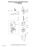 MOTOR AND ICE CONTAINER PARTS Diagram and Parts List for KSSC36QTS05  KitchenAid Refrigerator