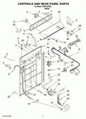 CONTROLS AND REAR PANEL PARTS Diagram and Parts List for RTW4100SQ3  Roper Washer