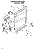 DOOR AND LATCH PARTS Diagram and Parts List for KUDS01DLSP6  KitchenAid Dishwasher