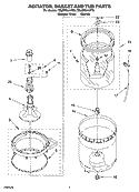 AGITATOR, BASKET AND TUB PARTS Diagram and Parts List for 7MLBR8444PQ0  Whirlpool Washer