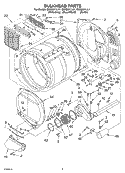 BULKHEAD PARTS Diagram and Parts List for GGQ8811LW1  Whirlpool Dryer