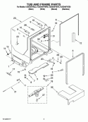 TUB AND FRAME PARTS Diagram and Parts List for KUDS40FVSS0  KitchenAid Dishwasher