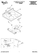 COOKTOP, LITERATURE Diagram and Parts List for RF354BXBW0  Whirlpool Range