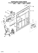 DOOR AND LATCH PARTS Diagram and Parts List for DU1100XTPB0  Whirlpool Dishwasher