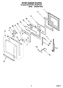 OVEN DOOR PARTS Diagram and Parts List for RS696PXGB15  Whirlpool Range