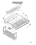 LOWER RACK Diagram and Parts List for KUDA23SB0  KitchenAid Dishwasher