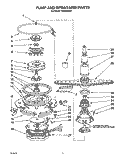 PUMP AND SPRAYARM Diagram and Parts List for WU0800XX1  Roper Dishwasher