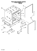 TUB AND FRAME PARTS Diagram and Parts List for KUDC03FTSS2  KitchenAid Dishwasher
